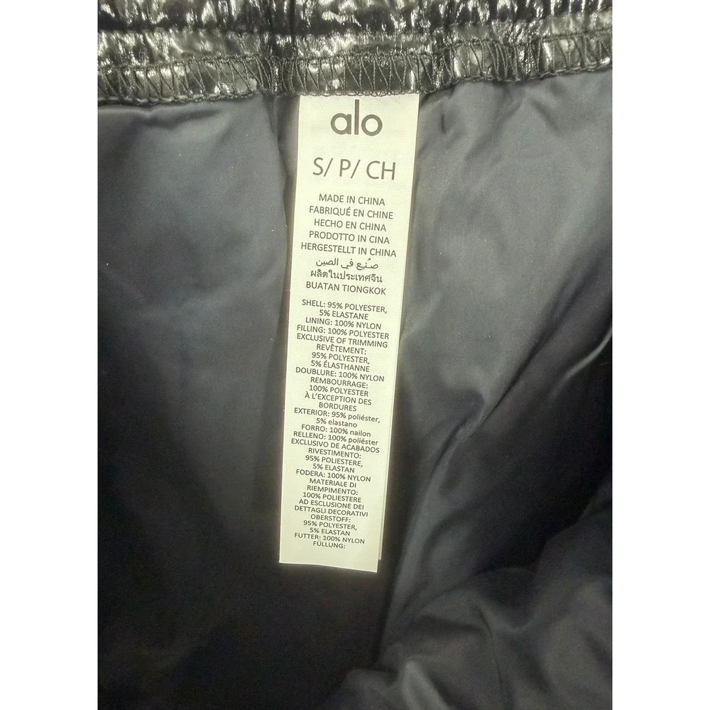 Alo Yoga Womens Quilted Puffer Mini Skirt Black High Shine Size S NEW